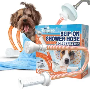 Rinseroo Slip-On Pet Bather for Shower 6-Foot Flexible Hose No Install Easy Pet Bathing Solution for Dogs Lightweight Compact Design Portable Travel Friendly