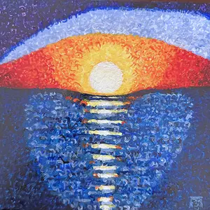 Hovering Over the Face of the Waters  (Strokes are the original Letters of the Words of Genesis 1-2:7 ) Satin Poster