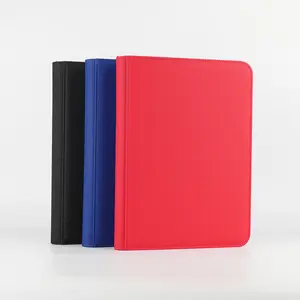(16PACKS ) 9-Pocket PU Leather Red Color Trading Card Binders PU Zipper Card Collection Album Binder