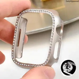 Bling Hollow-Out Diamond Apple Watch Protective Bumper Cover, Plastic and Diamond Material, Stylish Accessories for Series 6-11 SE 40-46mm, Offers Enhanced Protection for Fashion Accessories