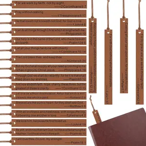 40 count Christian Gifts Bulk Scripture ?Bookmarks Religious Gifts  Verse Leather Bookmark for Church Sunday School(Brown)