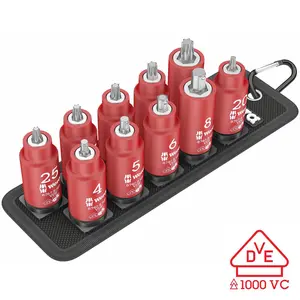 Wera 3/8″ Drive VDE Insulated Bit Socket TORX and Hex Socket on a Belt (11-Piece)