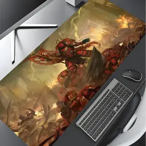 Mech Warrior Pattern Mouse Pad, Large Gaming Mouse Pad, Aesthetic Desktop Decoration Protective Pad, Non-slip Rubber Pad for Laptop, Desktop Computer Games