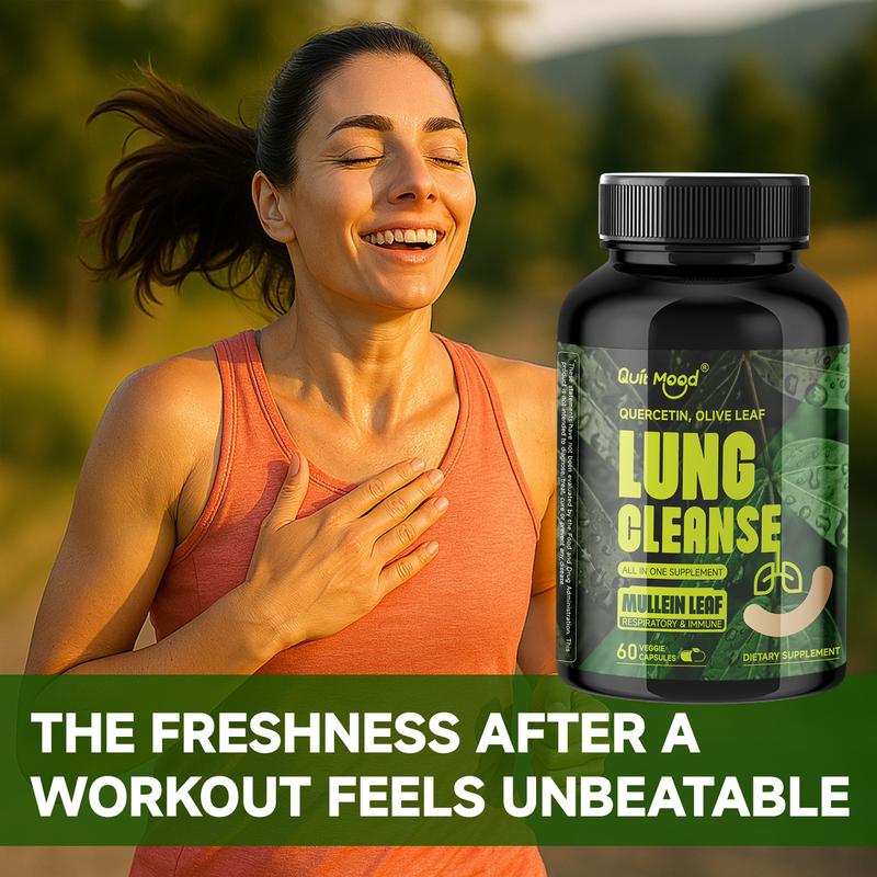 Mullein Capsules - Lung Cleanse Supplement for Smokers - Mullein Leaf Extract - VMC Complex Blend & Lung Support Blend & Herbals - Lung & Bronchial Detox & Respiratory - Immune Support - Natural Supplement - 60 Capsules(1 Month Supply)