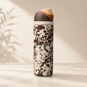 Owala Special Edition 32oz FreeSip Insulated Water Bottle – Cow Print Stainless Steel Leakproof Travel Tumbler with Straw Lid