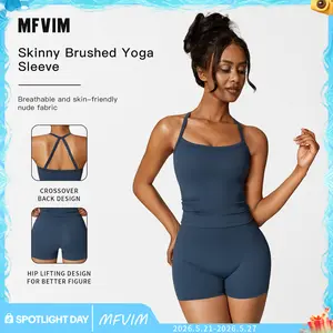 MFVIM Women's Sportswear Tank Top With High Waisted Hip Lifting Shorts Gym Yoga Exercise Clothing Breathable Activewear Workout Set