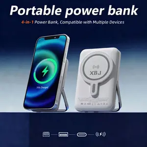20,000mAh Magnetic Foldable Power Bank Universal charging for USB-C & Lightning. Features a premium silicone finish, LED display, and built-in stand. Includes a fast-charging cable. Sleek, portable, and the perfect gift for all modern smartphones.