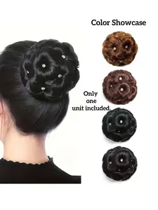 Nine-Flowers Synthetic Hair Chignon Clips - Trendy Hair Bun, Ponytail, Updo Donut Hair Circle Accessories for Women And Girls - Chic Hair Pieces for Special Events And Daily Use - Synthetic Soft Hairpieces