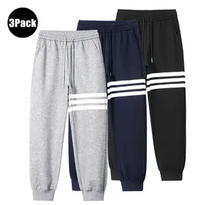 Men's Cotton Blend Multipack Jogger Pants - Casual Fitted Cut, Pocket Design, Elastic Waistband with Drawstring Closure, Long Length, Plus Sizes for Everyday Wear, Sports Pants, Runner Pants