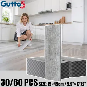 30/60 pieces per box, 3D texture, luxurious retro wood grain floor sticker, suitable for DIY projects, self-adhesive peeling and pasting, waterproof, wear-resistant, anti slip, floor renovation sticker, wall and floor universal, easy to install-Gutto5