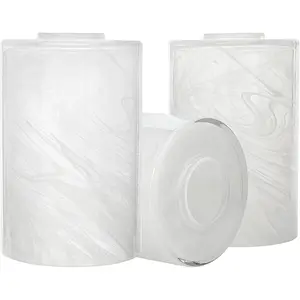 3 Pack White Alabaster Glass Replacement Globe Shade, 6-1/16" Tall, 1-5/8 inch Fitter, Soft Light Cylinder Glass Lamp Cover for Chandelier Pendant Light Wall Sconce Light Fixtures