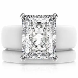 Emerald Cut CZ Silicone Ring Set for Women, Stackable 2-Ring Set, 10x8 mm CZ Stone, Thin Band, Patented Design, GlowStone Collection