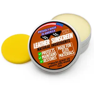 Leather UV Protector Deep Conditioner with Yellow Applicator Pad included – Revive, Protect & Restore Leather – UV Shield & Water Repellent for Outdoor Use – Prevents Cracks Fading & Drying on Car Seats, Furniture, Boots, Bags & Tack