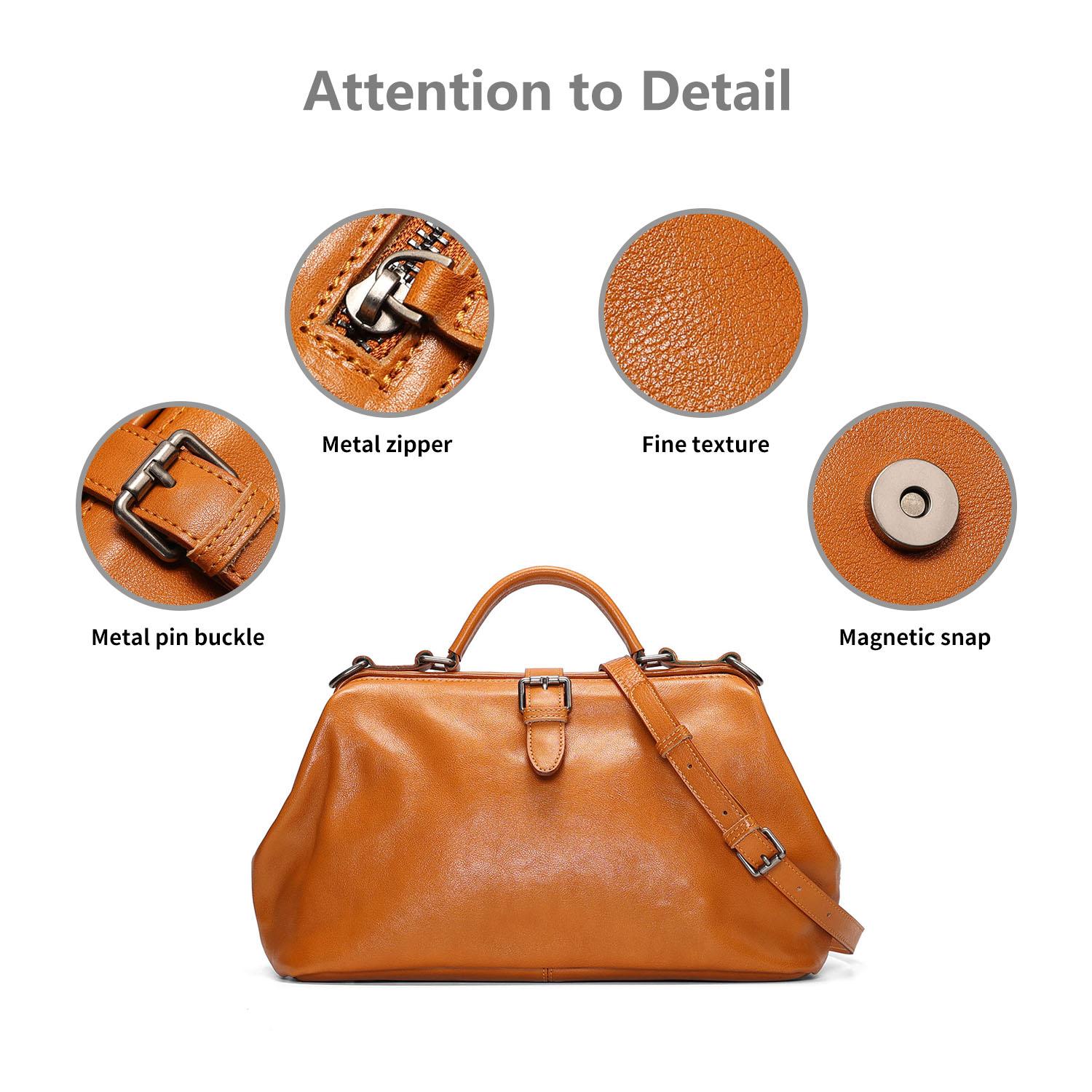 SADI Genuine Leather Women’s Doctor Bag – Shoulder/Crossbody/Handheld, Retro, 2026 New Arrival, Versatile