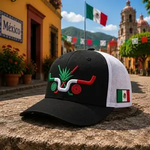 Kimes Ranch Mexico Flag Trucker Hat – Red White Mesh Snapback, Adjustable Rodeo Hat for Men & Women