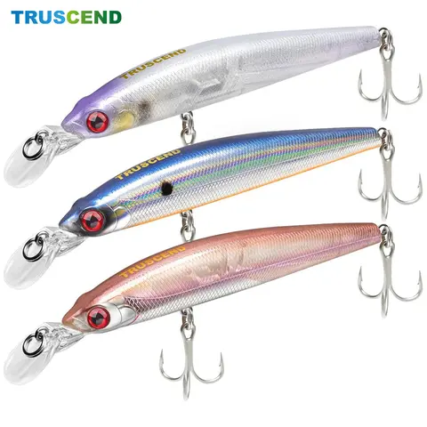 TRUSCEND Floating Minnow Fishing Lure Set - Corrosion-Resistant Hard Jerkbait Gear with High-Carbon Steel Solid Treble Hooks, Metal Balls, Rattling Bill, Fish Attractant, Floating Action for Bass, Trout, Pike, Dawn/Dusk Use, Fathers Day Gift