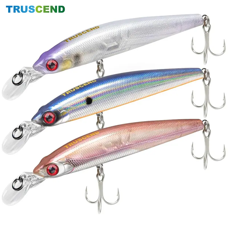 TRUSCEND Floating Minnow Fishing Lure Set - Corrosion-Resistant Hard Jerkbait Gear with High-Carbon Steel Solid Treble Hooks, Metal Balls, Rattling Bill, Fish Attractant, Floating Action for Bass, Trout, Pike, Dawn/Dusk Use, Fathers Day Gift