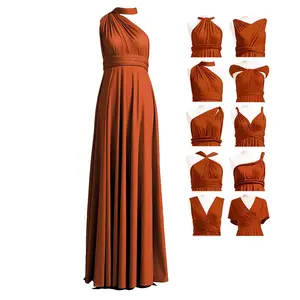 72styles Infinity Dress with Bandeau, Convertible Bridesmaid Dress, Long, Plus Size, Multi-Way Dress, Burnt Orange Twist Wrap Dress