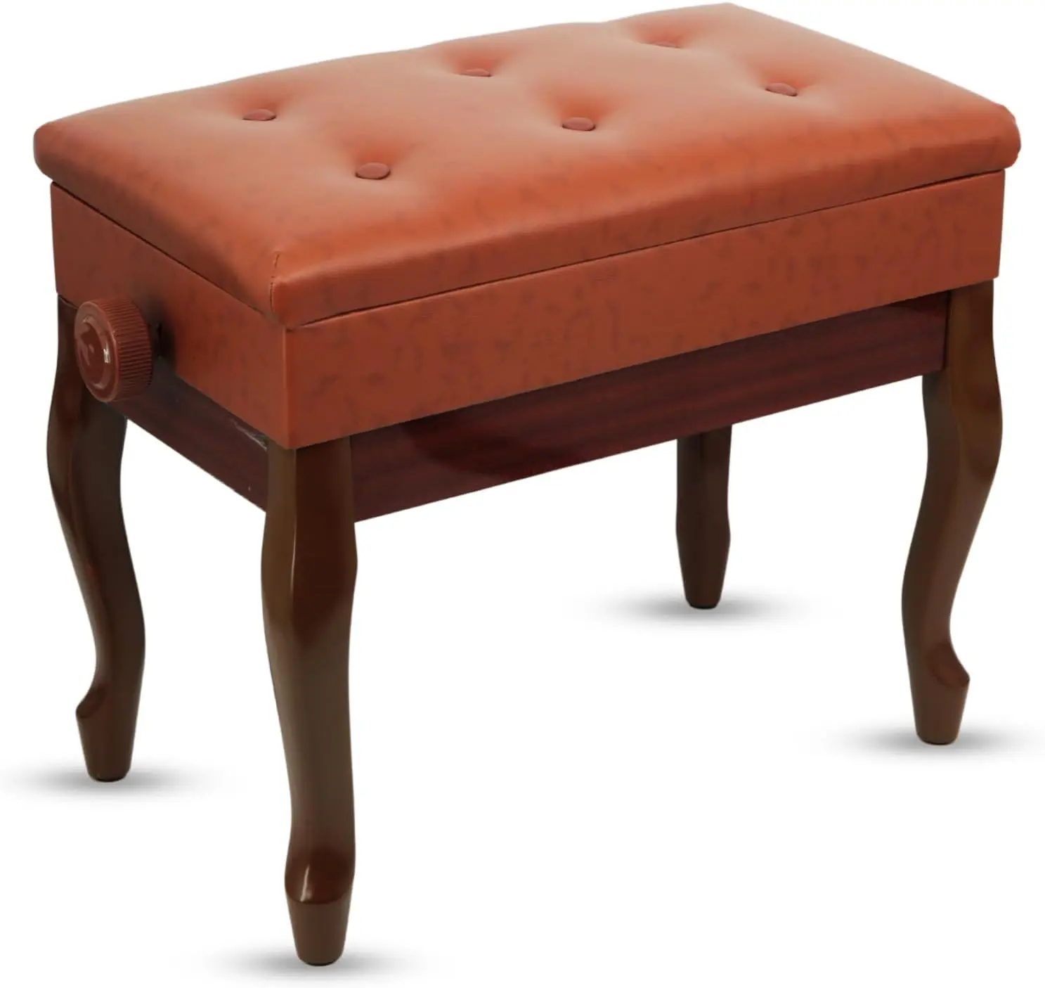 5 CORE Piano Bench 3 Inch Padded Cushioned Stool Wooden Heavy Duty Musician Chair Height Adjustable Keyboard Seat w Storage Nonslip Rubber Feet Caramel Brown - PNB WD HD CML BR