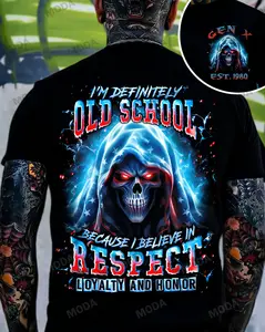 Chaosmoda Generation X I'm Definitely Old School Custom Year Skull T-shirt
