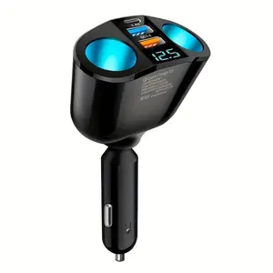 Dual USB Cigarette Lighter Splitter with Voltmeter 2 Way Car Cigarette Lighter Socket Splitter Dual USB Charger Power Adapter LED
