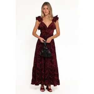 Harmony Maxi Dress - Burgundy Metallic Floral