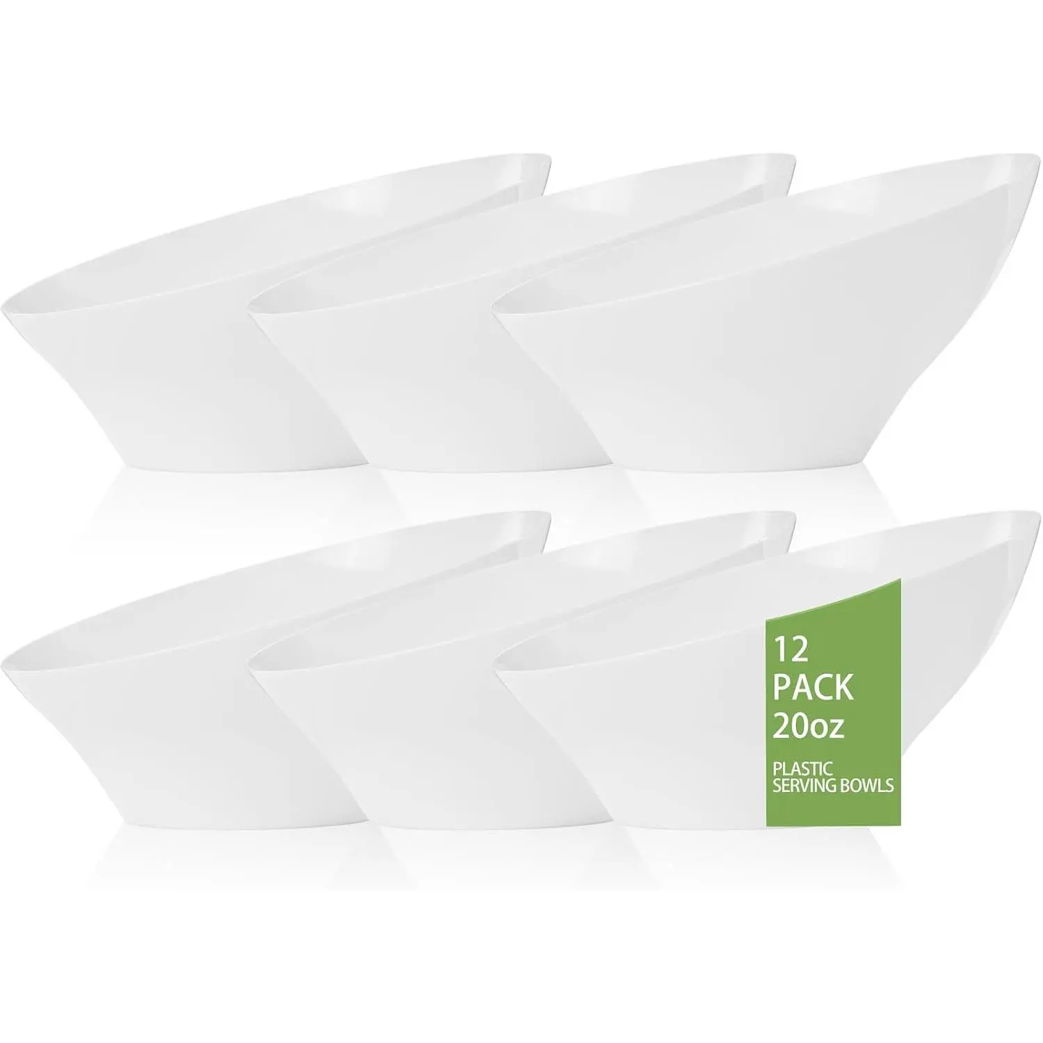 12 Pack White Serving - 20 OZ Angled Table Salad and Fruit Disposable for Chip&Candy, for Wedding