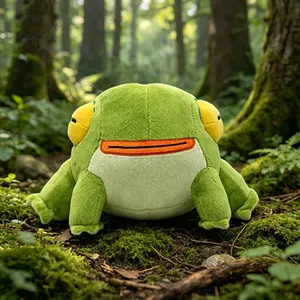 Green plush toy, cute and quirky cartoon doll, creative green frog plush doll