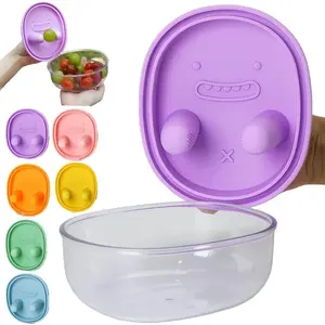 Snack Finger Container 2-in-1 No-Mess Snack Box with Silicone Finger Lid Spill Proof Portable Food Storage Cup Travel Snacks Holder for Travel Camping Outdoor Keep Hands Clean ABS Plastic + Silicone