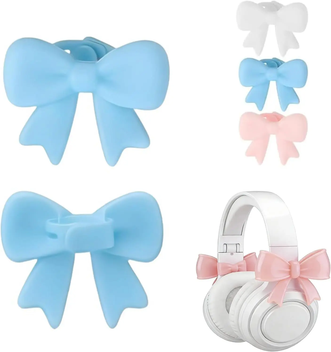 Silicone Bow Headphone Accessory - 2026 New 3D Cute & Coquettish Earphone Decor Clip, 2 Pack Attachment Accessories for Women