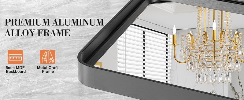 [Deal] Bathroom Mirror, Vanity Mirrors for Over Sink Wall, Rounded Rectangle Metal Frame, Modern Decorative for Restroom, Farmhouse