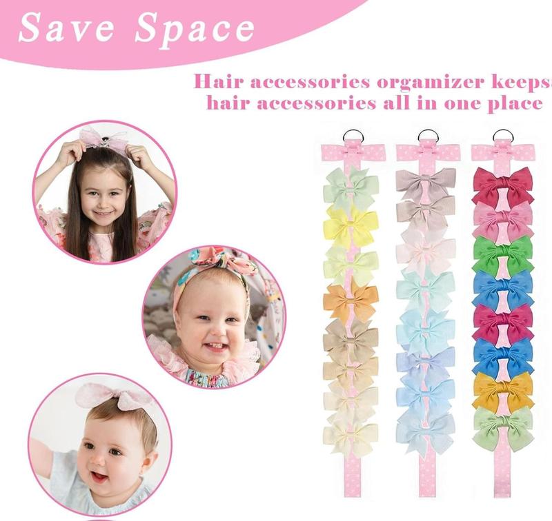 6 PCS Headband Bow Holder for Girls Hair Bows Clips Storage Bow Organizer hanger for Girls Hair Bows accessories Wall Hanging Organizer for Baby Room, Nursery Decors or Travel (Pink)