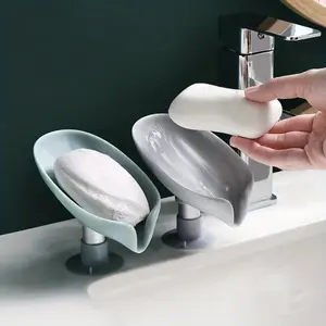 2-in-1 Leaf Soap Dish Set: Easy Suction Install, Efficient Water Drainage, Hygienic & Space-Saving Design.It is a perforation-free standing suction cup with water-free soap holder soap box