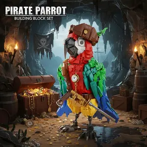 1236PCS Pirate Parrot Building Blocks Toys Model Creative Desktop Ornaments Assembly Small Particle Animals Bricks Sets Ideal Holiday Gifts For Kids Adult