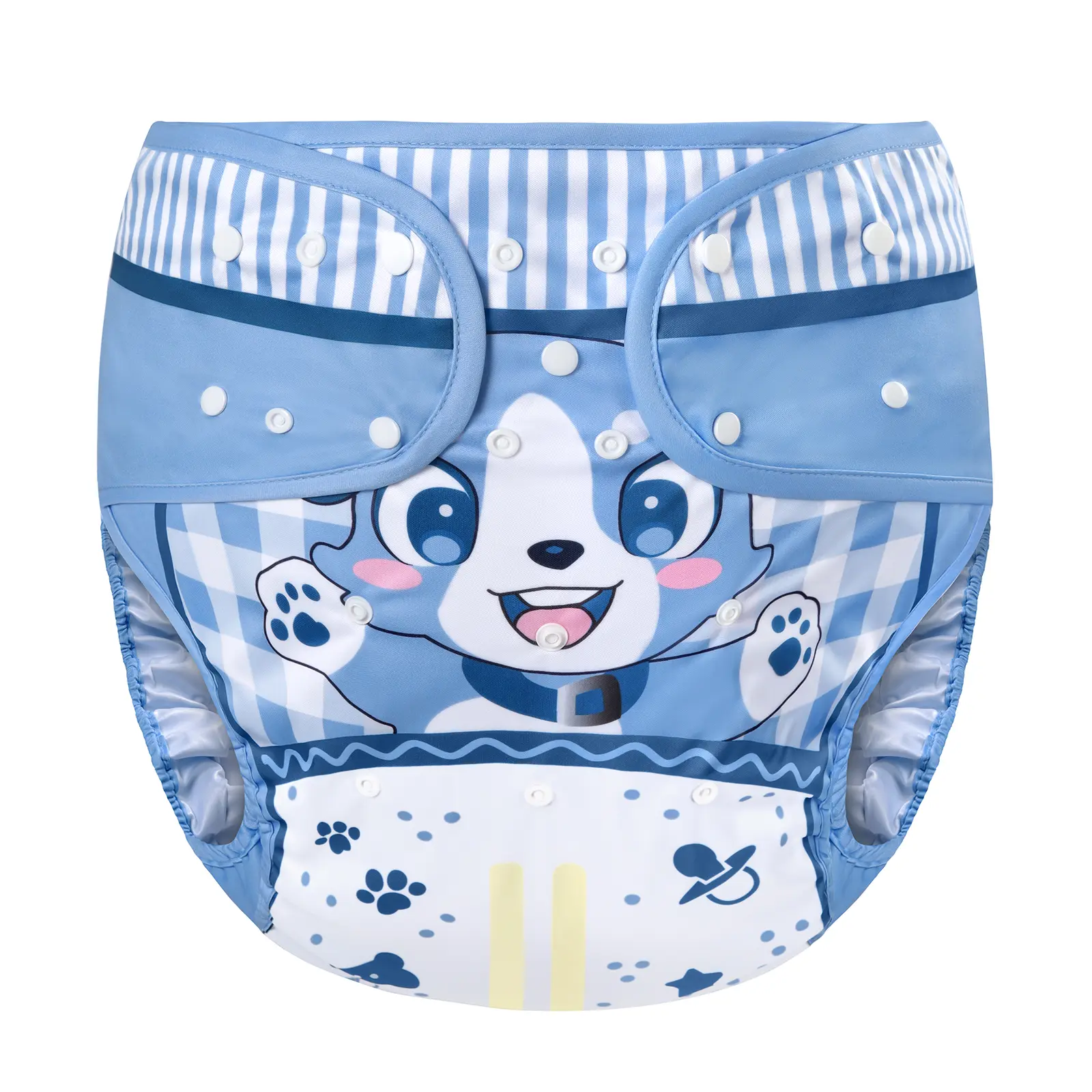 Littleforbig Washable Adjustable Reusable Waterproof Cloth Adult Diaper Wrap Cover- Little Blue