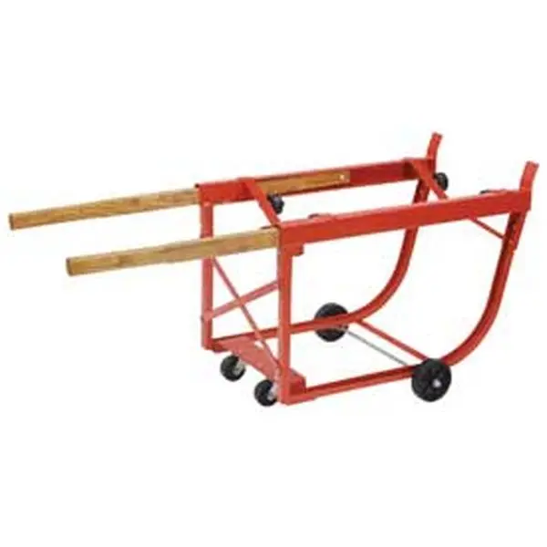 Global 482132 Heavy-Duty Rotating Drum Cradle, Heavy-Duty Rolling Trolley with Wood Handles, Polyolefin Wheels, Heavy-Duty Rolling Trollies