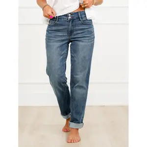 Judy Blue Summer Breeze  Mid Rise Medium Wash Cool Denim Boyfriend Jeans