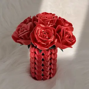 3D Printed Rose-Shaped Flower Bucket - Unique Valentine's Day Decoration Gift