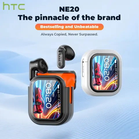 HTC NE20 Bluetooth 6.0 In-Ear Buds - In Ear Headphones with LED Display, High-Fidelity Sound, Vivid Audio, Waterproof Design, Built-In Mic, Noise Cancellation, for Sports, Mobile, PC & Laptop Use