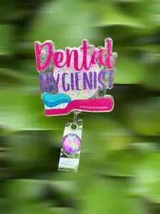 Dental Hygienist Badge Reel, Retractable Swivel Alligator Clip, Dental