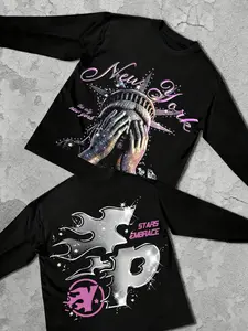 Men's Long Sleeve Graphic Tee, Casual Streetwear Looks Fitted Shirt for All Seasons, Soft Comfortable Fabric, Perfect for Daily Wear & Travel