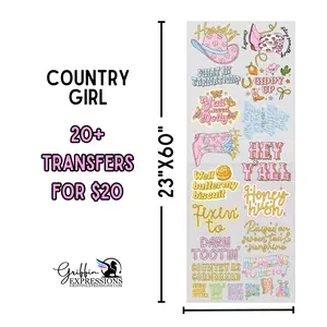 Country Girl | Dollar Deals DTF Transfer Gang Sheet For Graphic Tees