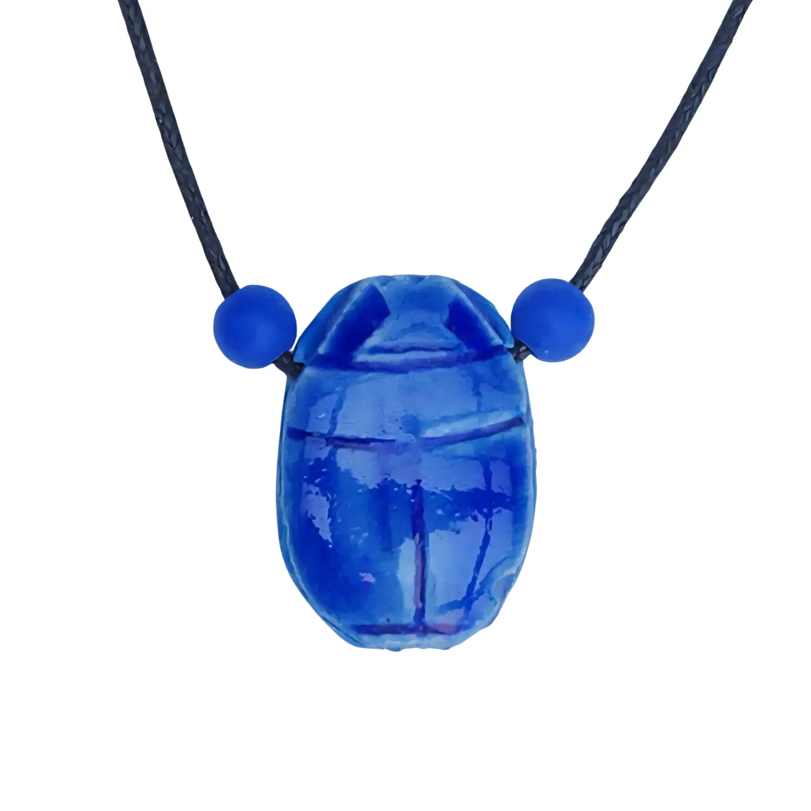Egyptian Scarab Necklace Lapis - 22"