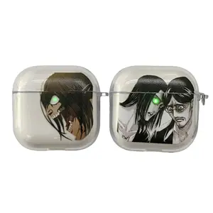 Eren Yeager Earphone Case -AOT Cool Anime Character AirPods Case Stylish Cover for AirPods 34Pro2,Otaku Accessory, Trending Gift Idea for Anime Fans Cool anime character design - perfect for fans & collectors