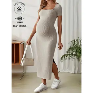 Summer casual dress for pregnant women, versatile and comfortable short-sleeve hip-hugging dress