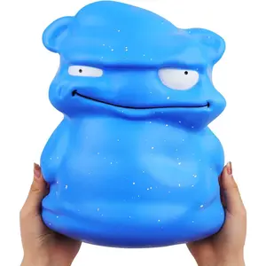 Anboor 9.8 Inch Jumbo Squishies Blue Monster Kawaii Gaint Soft Toy Slow Rising Scented Squishys Stress Relief Kids Toys for Halloween Birthday Party Décor
