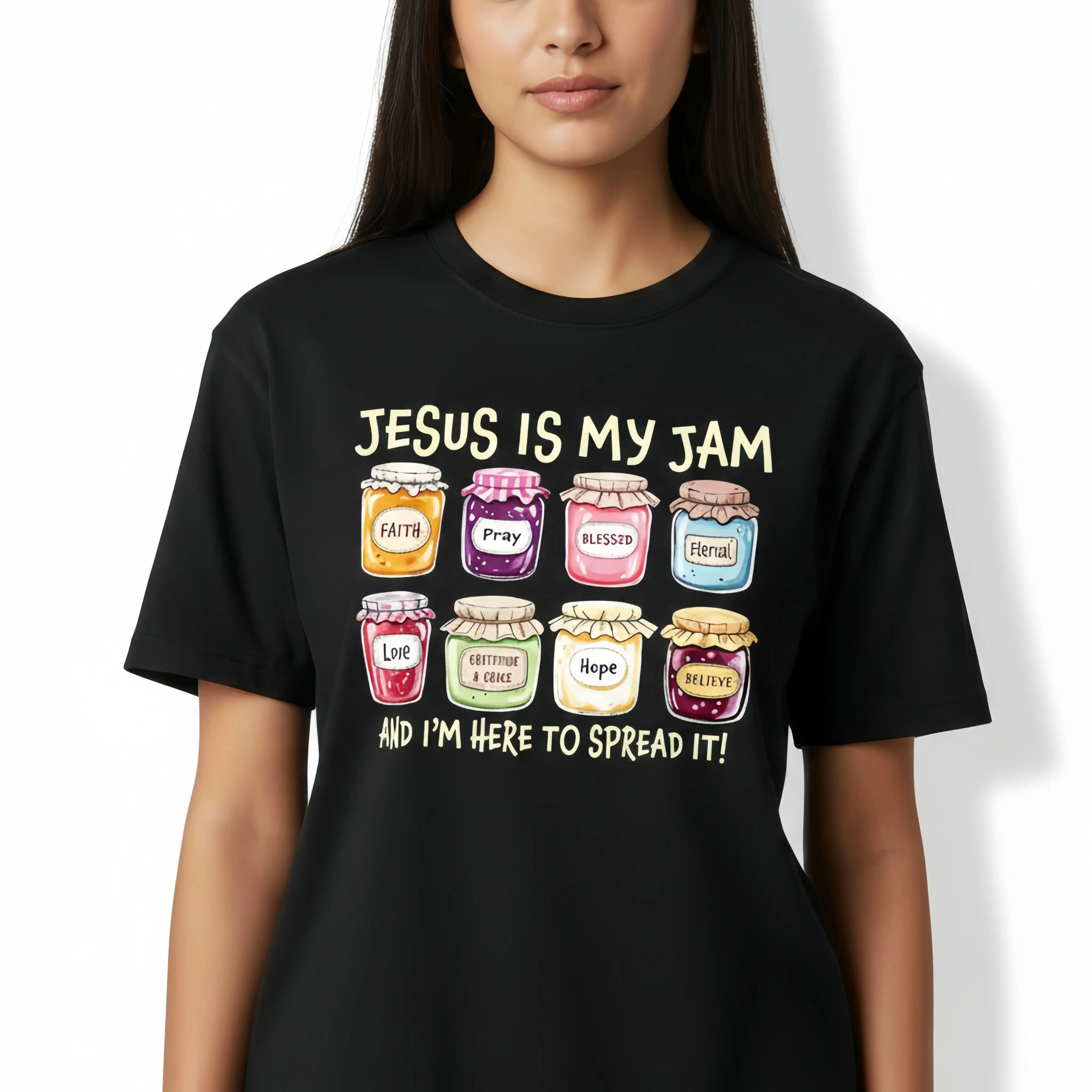 Men's Graphic Print T-Shirt, Funny 'Jesus is My Jam' Baggy Cotton Top with a Round Neck, Casual Christian Faith Tee S M L, Figure, Shortsleeve, Casual Fit
