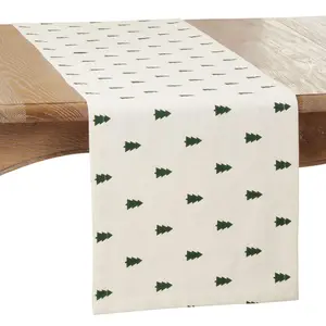 Saro Lifestyle Christmas Tree Table Runner, 14"x120", Beige