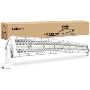 Nilight Marine LED Light Bar Navigation Lights 33Inch Curved White Spot Flood Combo Ponton Boat Deck Dock Lights for Night Fishing T-top Outboard Motor Vehicle