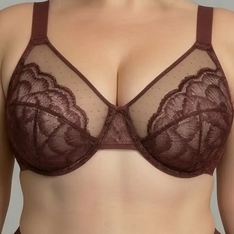 MOKONGFU Women's Everyday Support Underwire Bra - Breathable Soft Lace Full Coverage Bralette, Natural Lift, No-Digging Wire, Minimalist Sexy Plus Size Summer French Lingerie